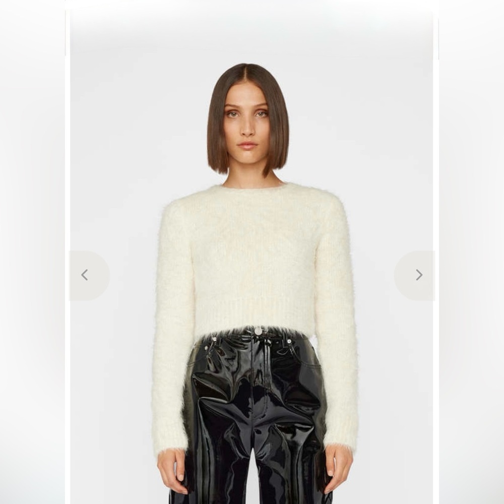 FRAME Alpaca Cropped Sweater Neutrals Long Sleeve Small Streetwear Lagenlook